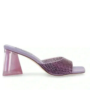 Steve Madden Purple Rhinestone Block Heel Slides Size 7.5 Retro 90s Baddie